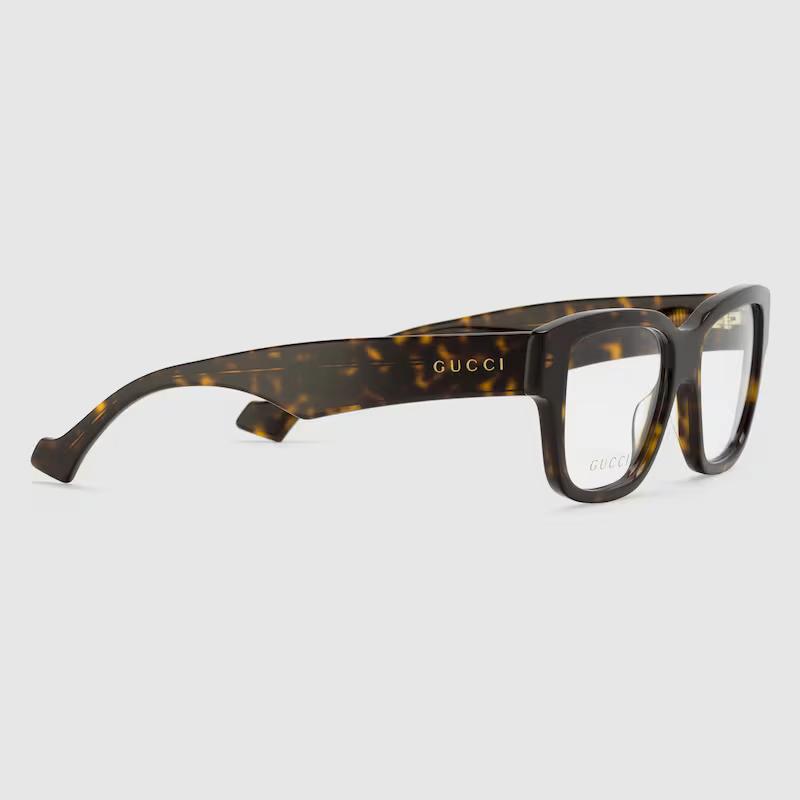 Kính Gucci Rectangular Optical Frame Nam Đen Nâu