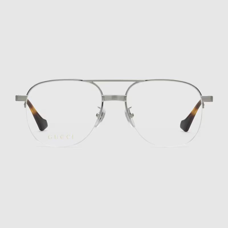 Kính Gucci Navigator Optical Glasses Nam Bạc