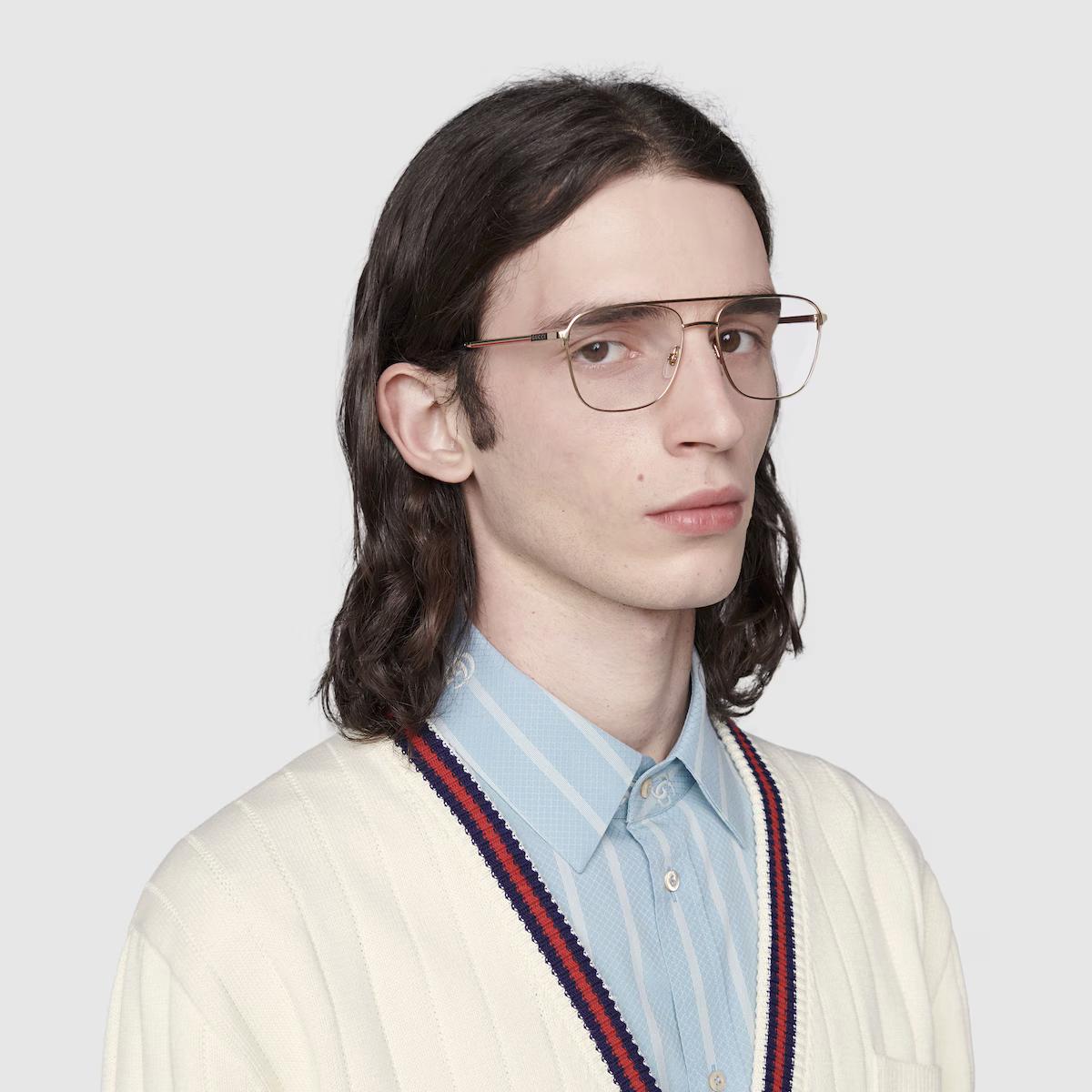 Kính Gucci Navigator Optical Glasses Nam Vàng