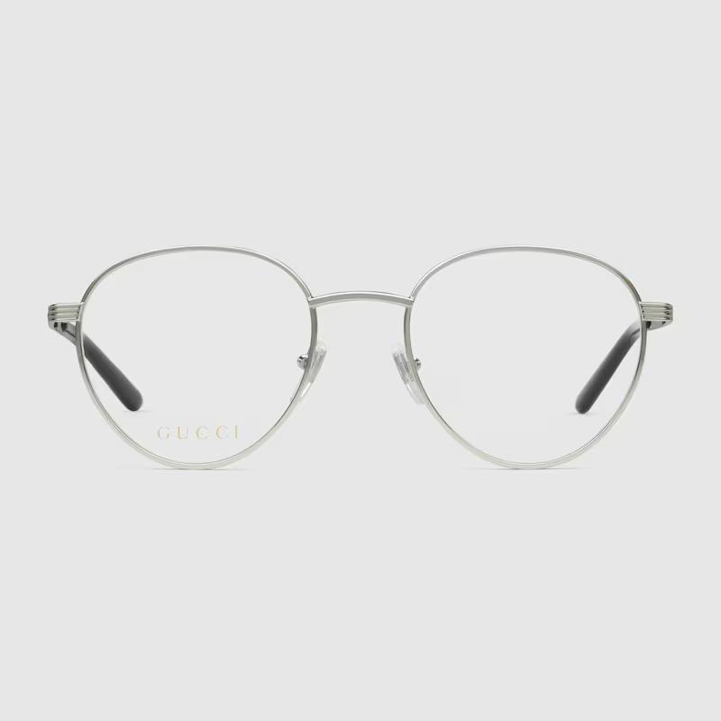 Kính Gucci Oval Optical Frame Nam Bạc