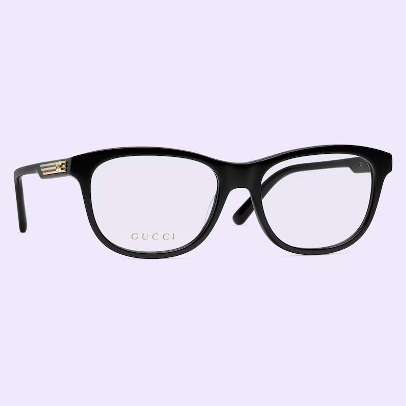 Kính Gucci Rectangular Optical Frame Nam Đen Vàng