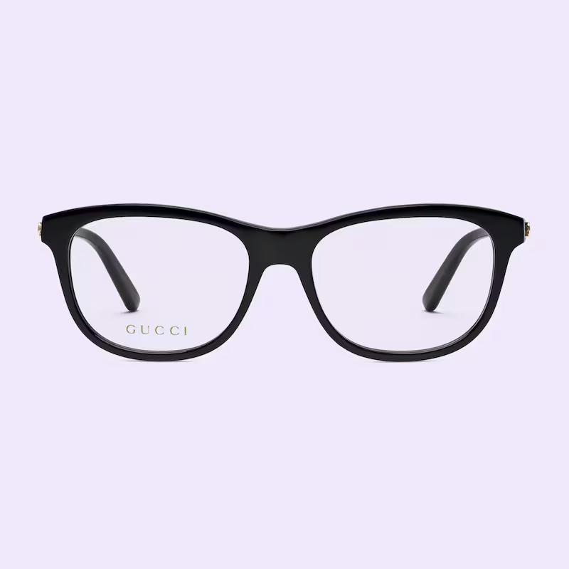 Kính Gucci Rectangular Optical Frame Nam Đen Vàng