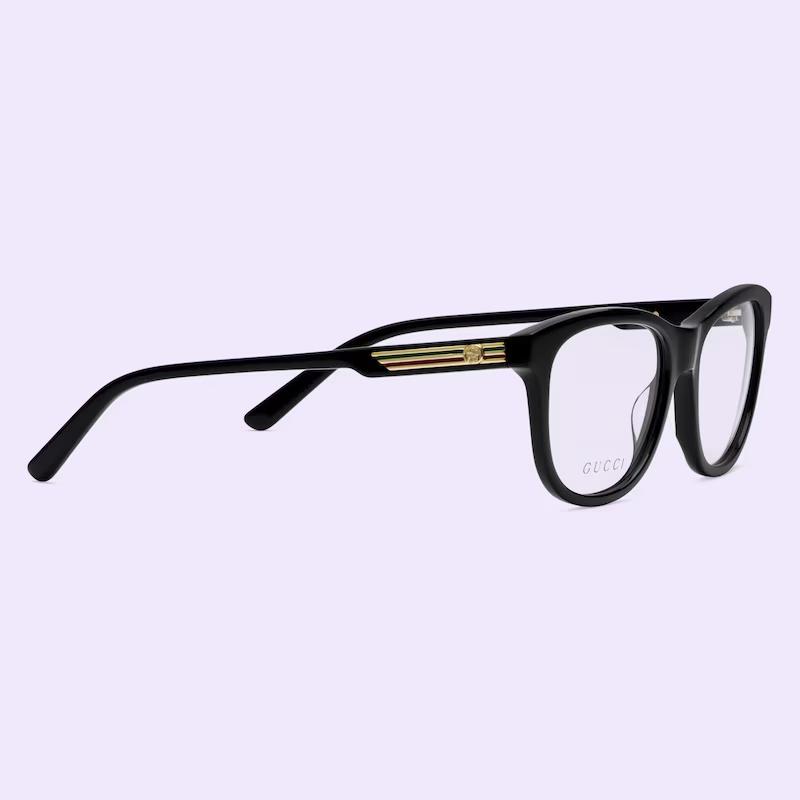 Kính Gucci Rectangular Optical Frame Nam Đen Vàng