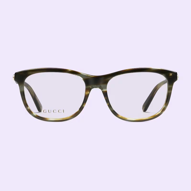 Kính Gucci Rectangular Optical Frame Nam Nâu Xanh