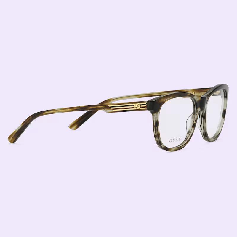 Kính Gucci Rectangular Optical Frame Nam Nâu Xanh