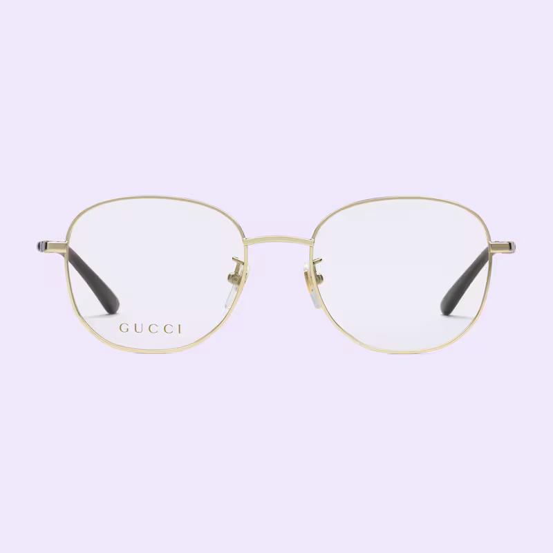 Kính Gucci Round Optical Frame Nam Vàng Đen