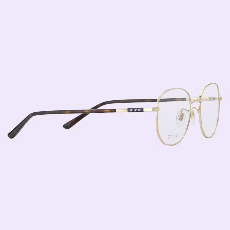 Kính Gucci Round Optical Frame Nam Vàng Đen