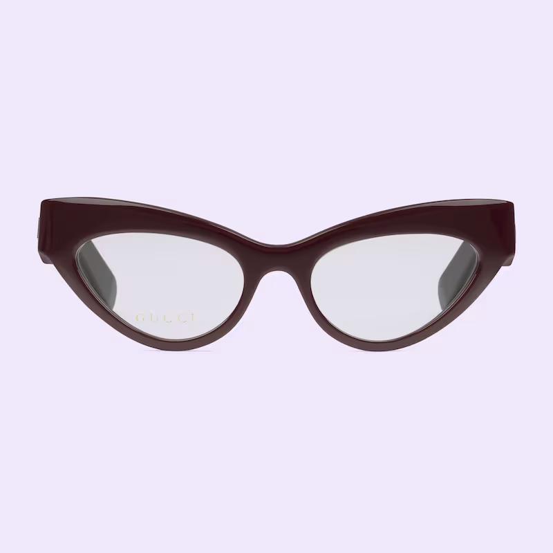 Kính Gucci Cat Eye Optical Frame Nam Đỏ Đô