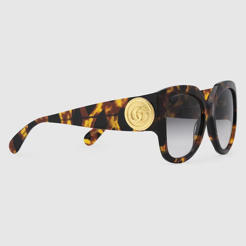 Kính Gucci Square Frame Sunglasses Nữ Nâu Đen