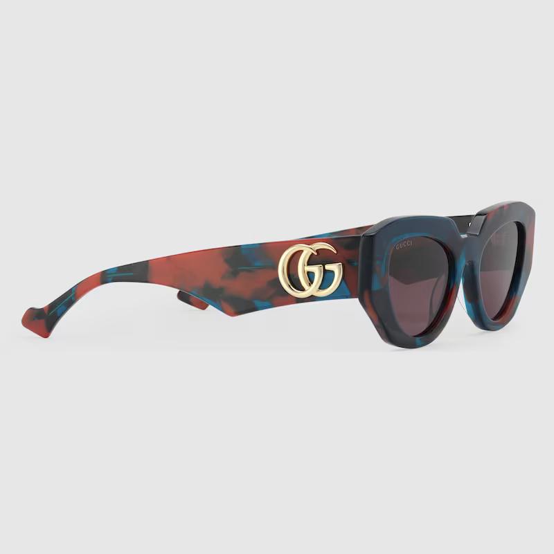 Kính Gucci Geometric-Frame Sunglasses Nữ Đỏ Xanh