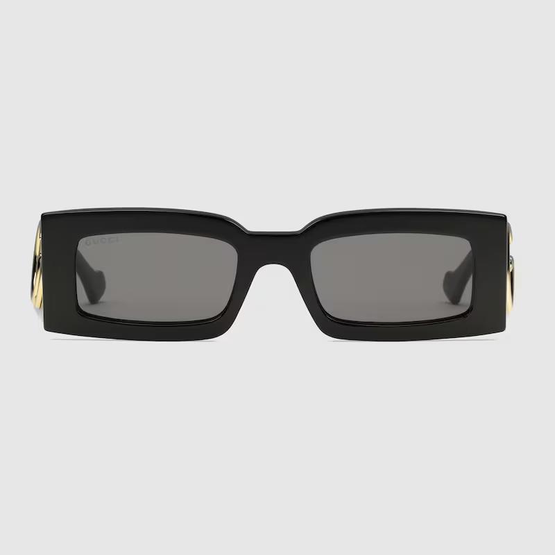 Kính Gucci Rectangular Frame Sunglasses Nữ Đen