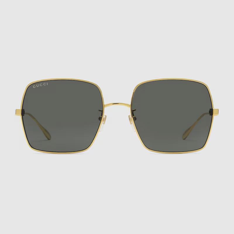 Kính Gucci Square Frame Sunglasses Nữ Vàng Xám