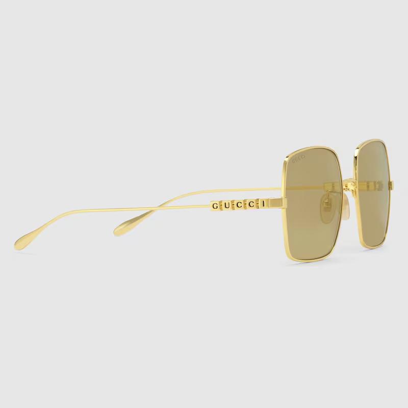 Kính Gucci Square Frame Sunglasses Nữ Vàng Nâu