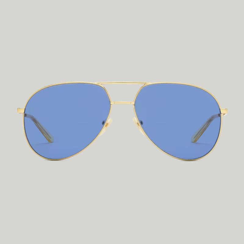 Kính Gucci Aviator Frame Sunglasses Nữ Vàng Xanh