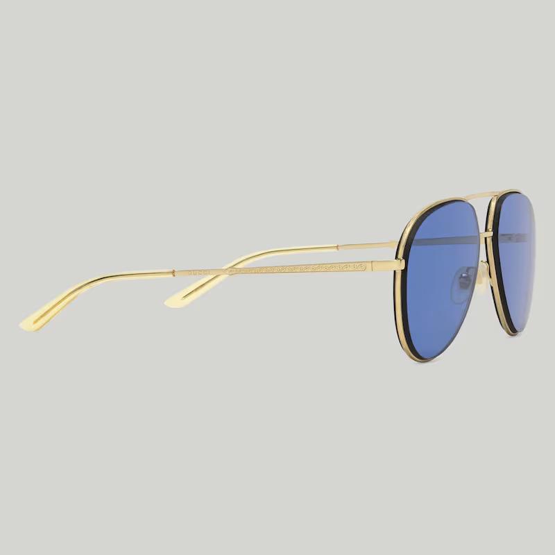 Kính Gucci Aviator Frame Sunglasses Nữ Vàng Xanh