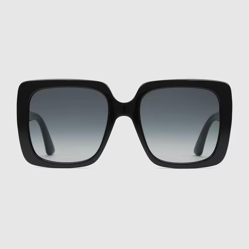 Kính Gucci Oversize Rectangular Sunglasses Grey Shaded Lens Nữ Đen