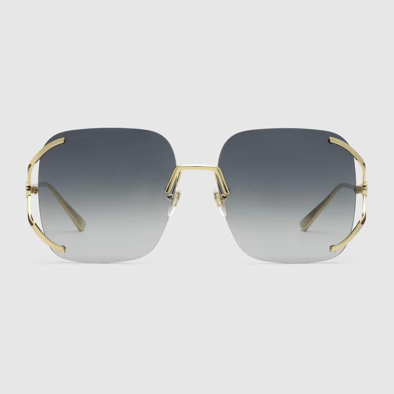 Kính Gucci Square Metal Sunglasses Grey Shaded Lens Nữ