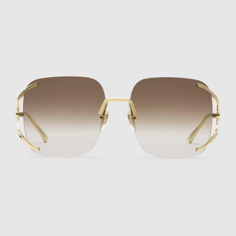 Kính Gucci Square Metal Sunglasses Brown Shaded Lens Nữ