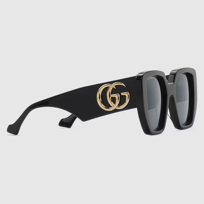 Kính Gucci Rectangular-Frame Sunglasses Grey Lens Nữ Đen