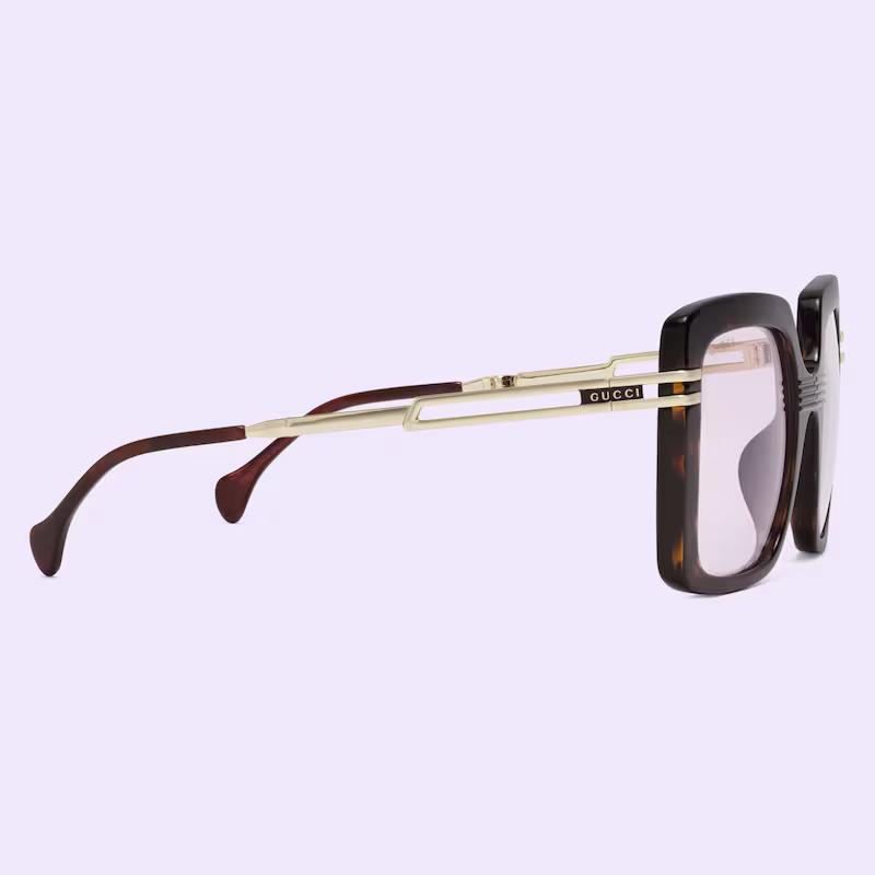 Kính Gucci Rectangular Sunglasses Nữ Nâu Hồng