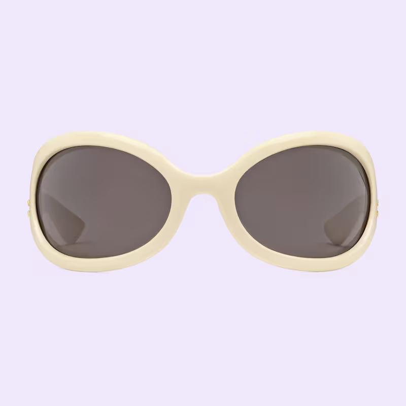 Kính Gucci Oval-Frame Sunglasses Nữ Trắng