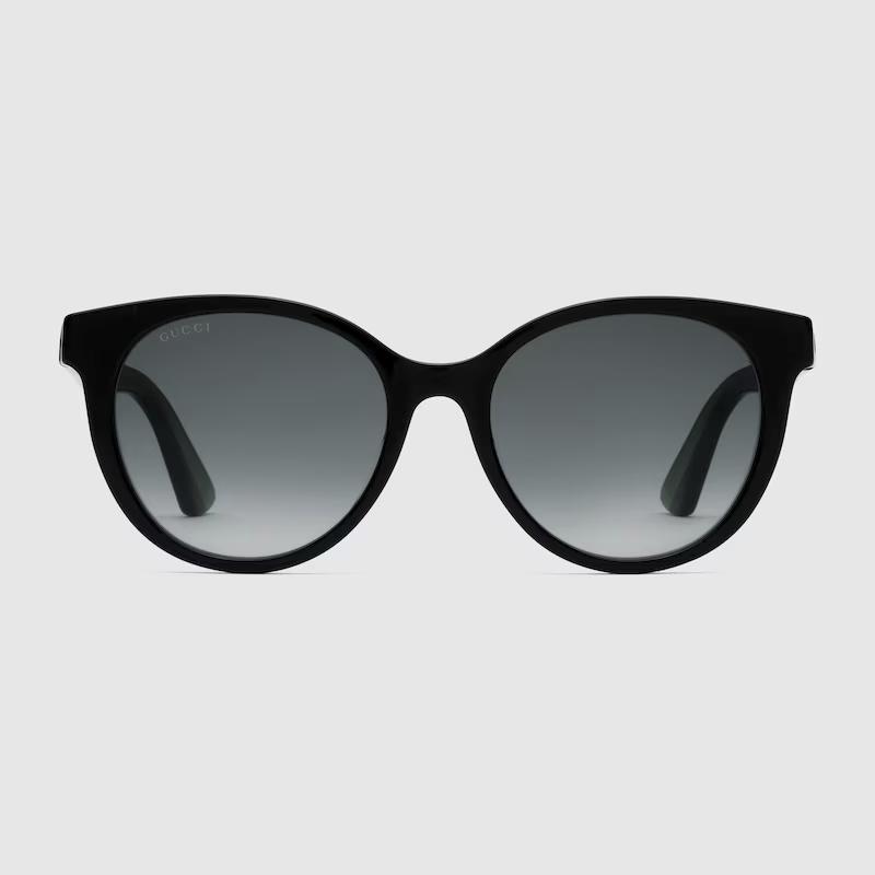 Kính Gucci Round-Frame Sunglasses Gradient Grey Lens Nữ Đen