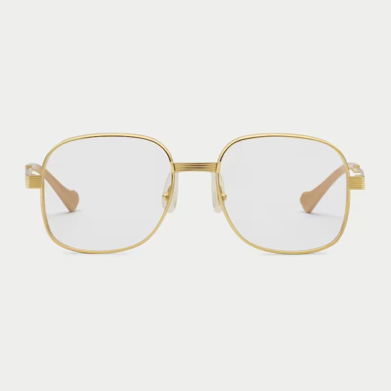 Kính Gucci Square-Frame Sunglasses Light Yellow Lens Nữ