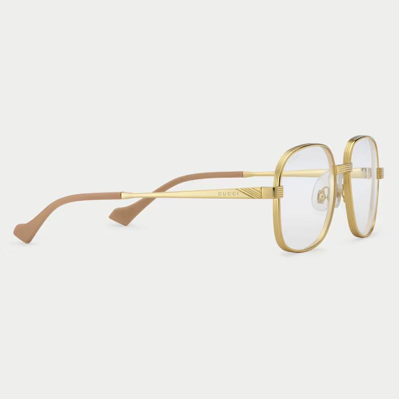 Kính Gucci Square-Frame Sunglasses Light Yellow Lens Nữ