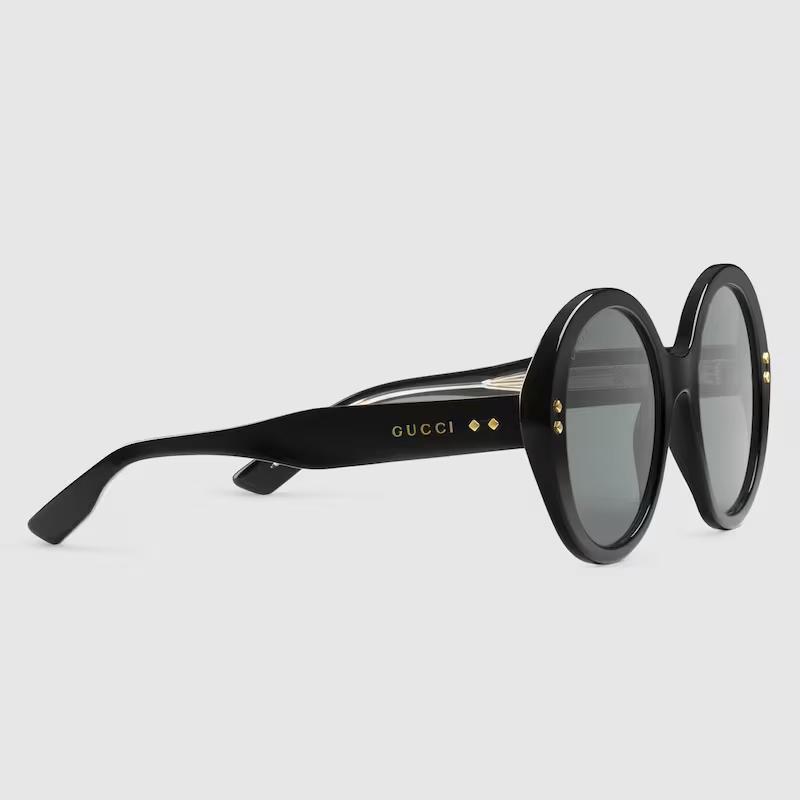 Kính Gucci Round Frame Sunglasses Solid Dark Grey Lens Nữ