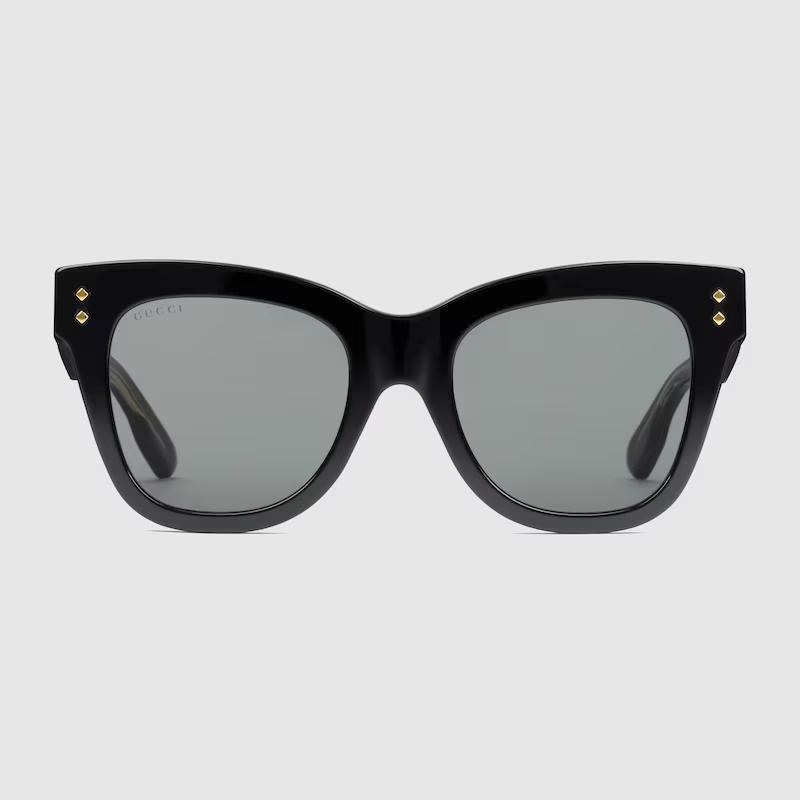 Kính Gucci Cat-Eye Frame Sunglasses Solid Dark Grey Lens Nữ Đen