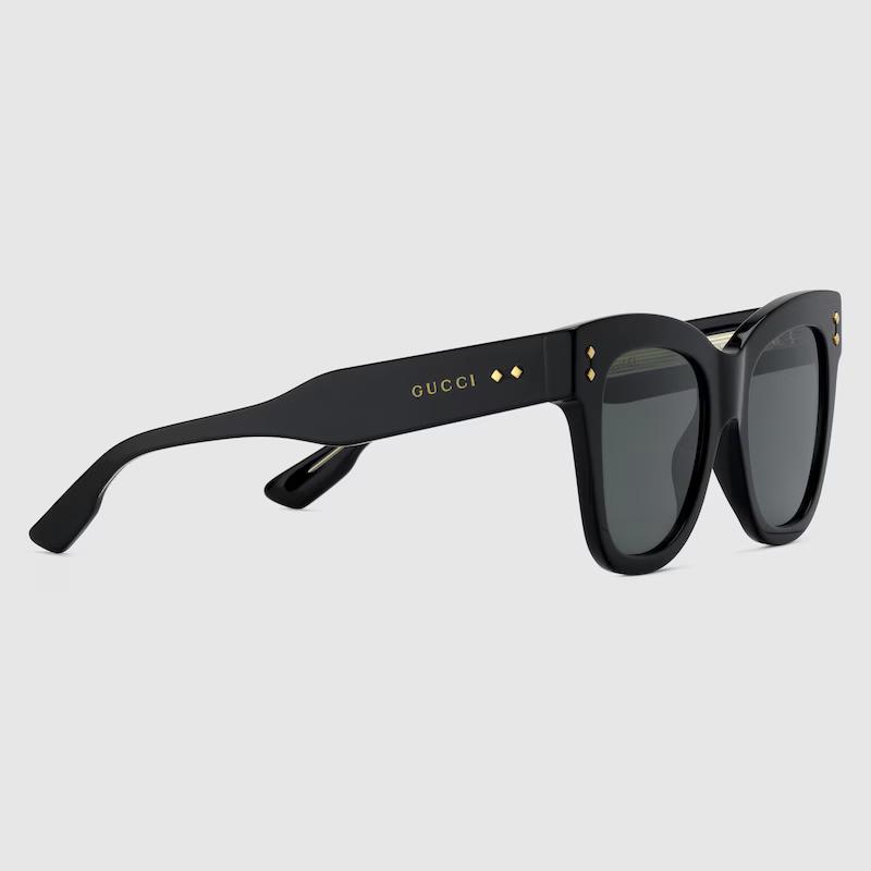 Kính Gucci Cat-Eye Frame Sunglasses Solid Dark Grey Lens Nữ Đen