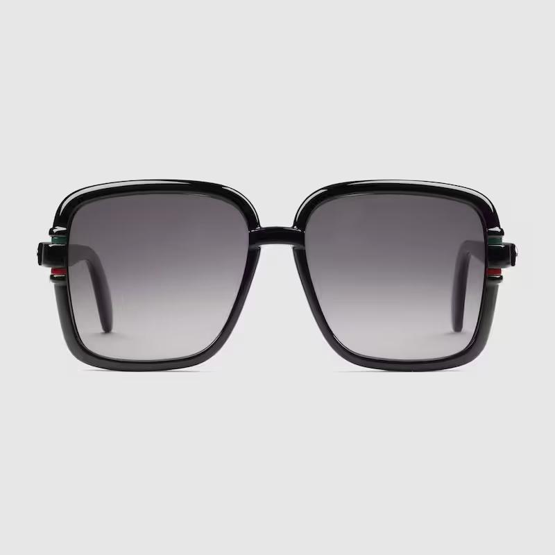 Kính Gucci Square Frame Sunglasses Gradient Grey Lens Nữ Đen