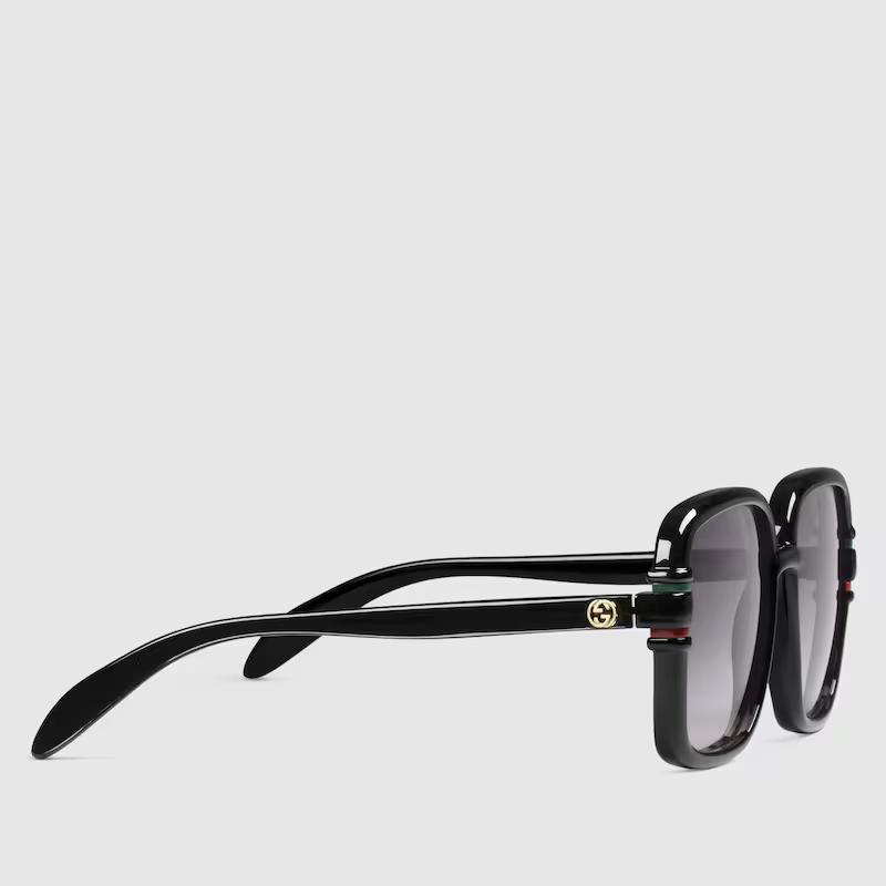 Kính Gucci Square Frame Sunglasses Gradient Grey Lens Nữ Đen