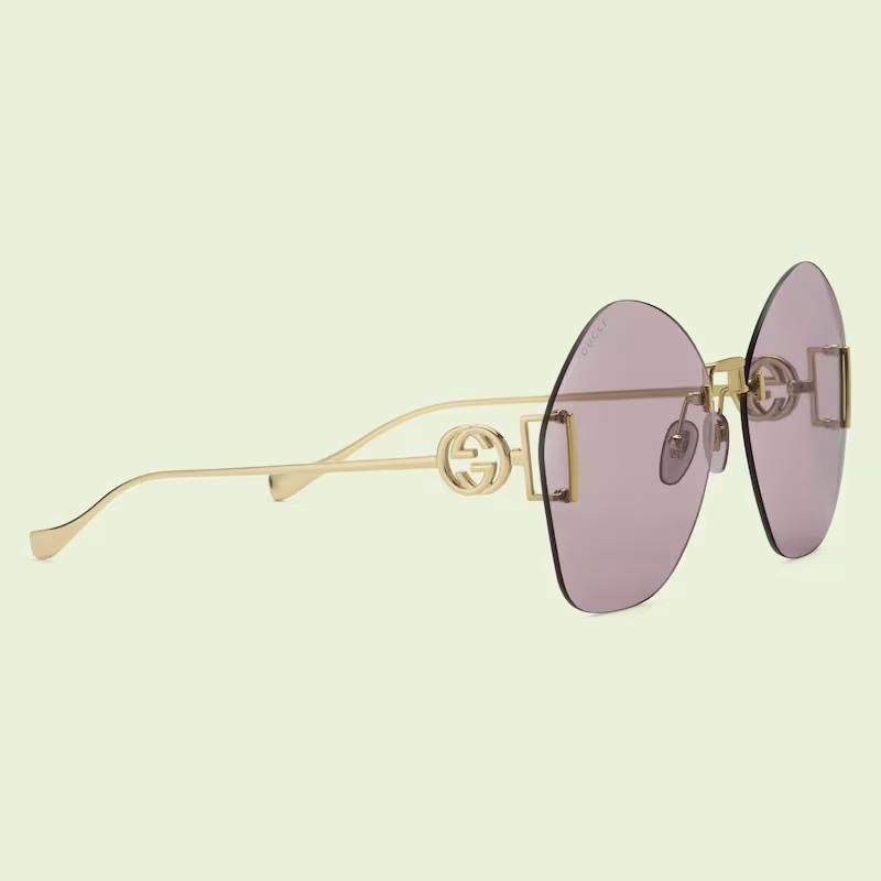 Kính Gucci Geometric-Frame Sunglasses Solid Lilac Lens Nữ