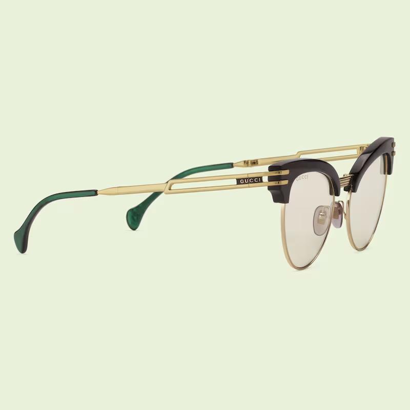 Kính Gucci Cat-Eye Foldable Sunglasses Solid Light Yellow Lens Nữ