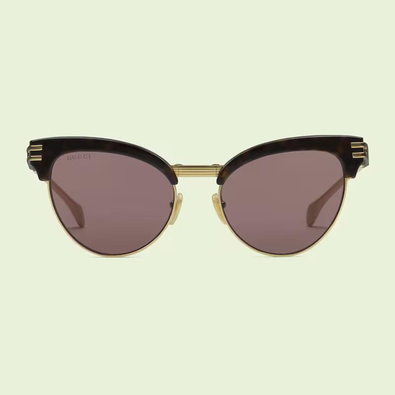 Kính Gucci Cat-Eye Foldable Sunglasses Solid Violet Brown Lens Nữ