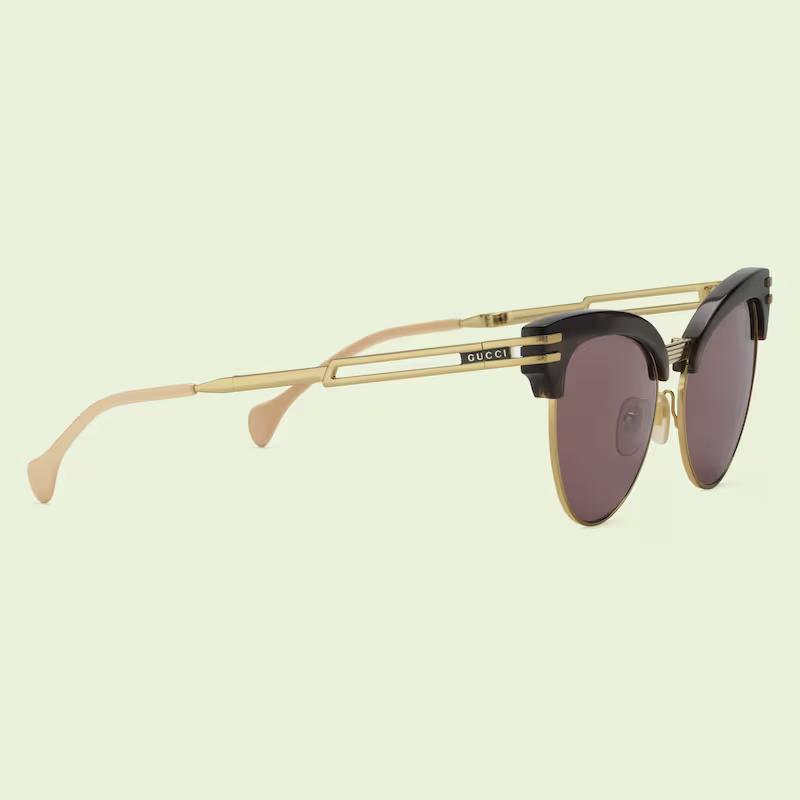 Kính Gucci Cat-Eye Foldable Sunglasses Solid Violet Brown Lens Nữ