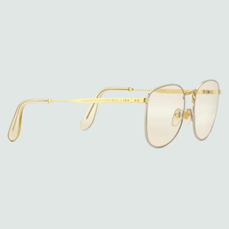 Kính Gucci Round-Frame Sunglasses Light Yellow Lens Nữ