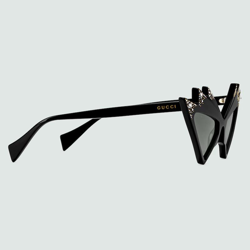 Kính Gucci Cat-Eye Frame Sunglasses With Crystals Nữ Đen