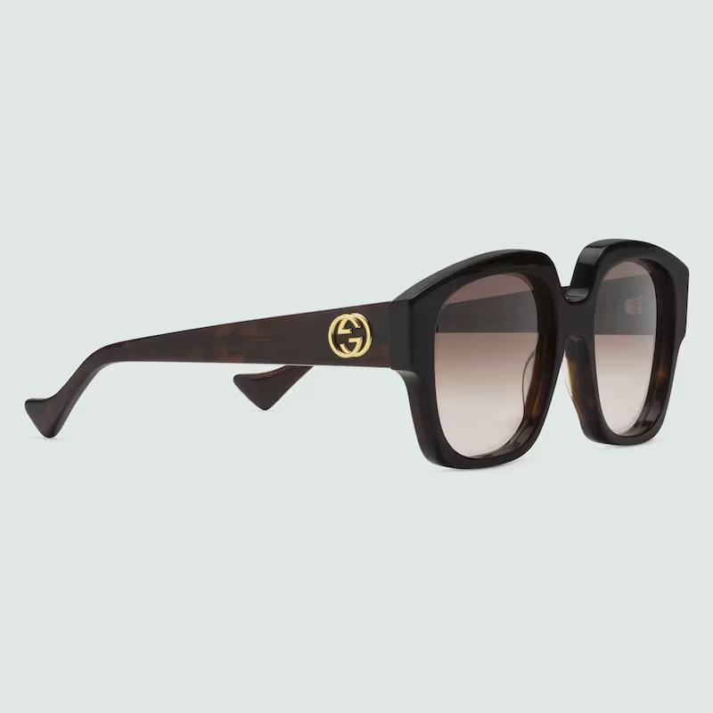 Kính Gucci Squared-Frame Sunglasses Gradient Brown Lens Nữ