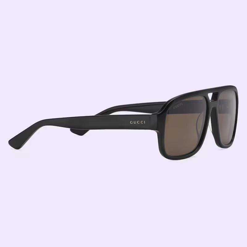 Kính Gucci Aviator Frame Sunglasses Dark Brown Lens Nữ