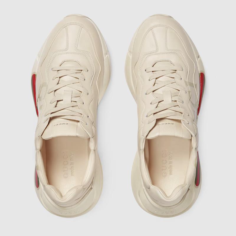 Giày Gucci Rhyton Gucci Logo Leather Sneaker Nam Trắng