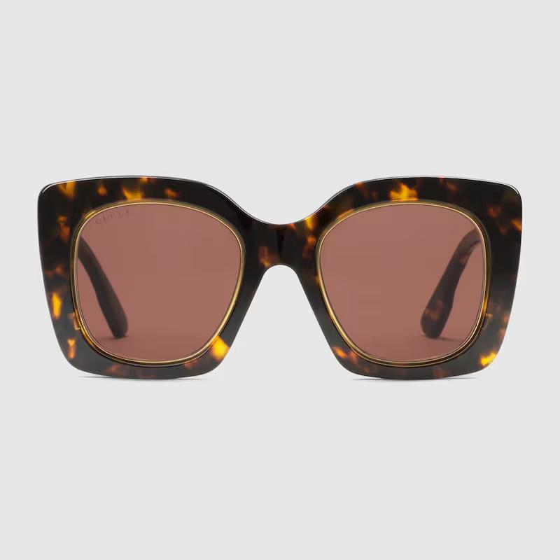 Kính Gucci Oversize Square-Frame Sunglasses Nữ Nâu Đen