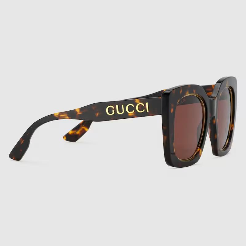 Kính Gucci Oversize Square-Frame Sunglasses Nữ Nâu Đen