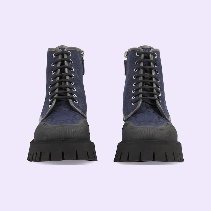 Giày Gucci Lace-Up Boot Nam Xanh