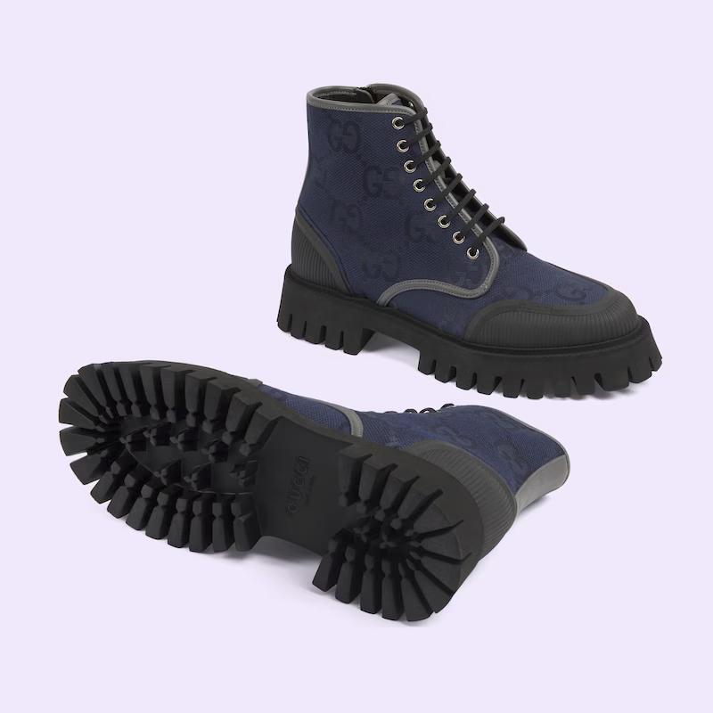 Giày Gucci Lace-Up Boot Nam Xanh