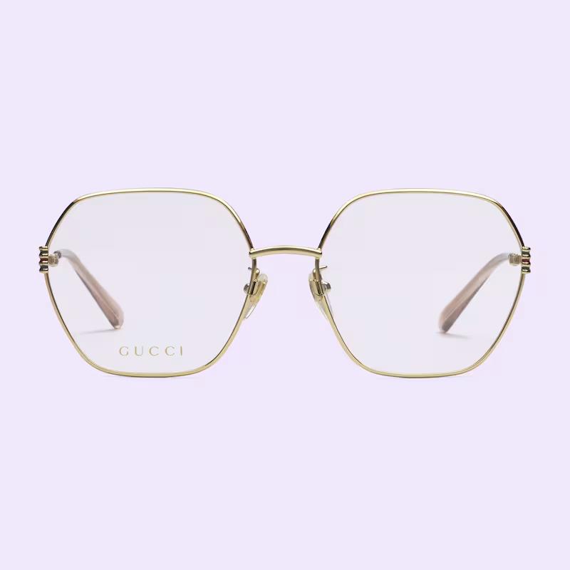 Kính Gucci Oversized Geometric Optical Frame Nữ Vàng