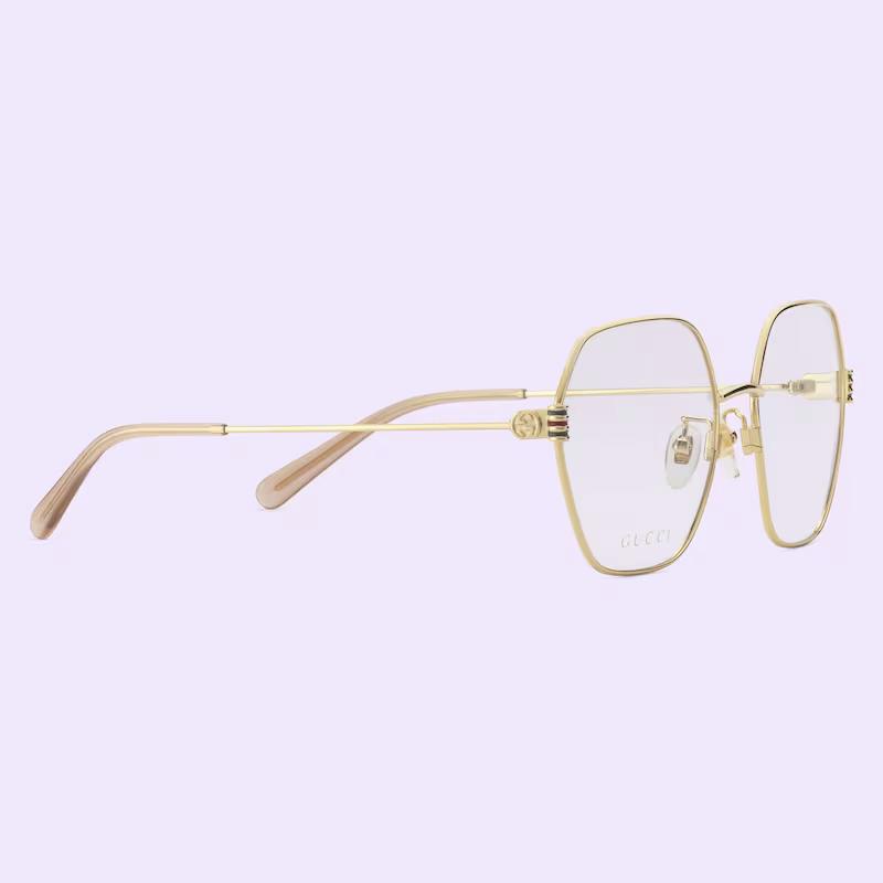 Kính Gucci Oversized Geometric Optical Frame Nữ Vàng