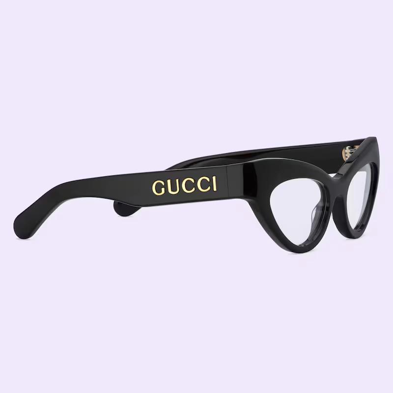 Kính Gucci Cat Eye Optical Frame With Gucci Logo Nữ Đen