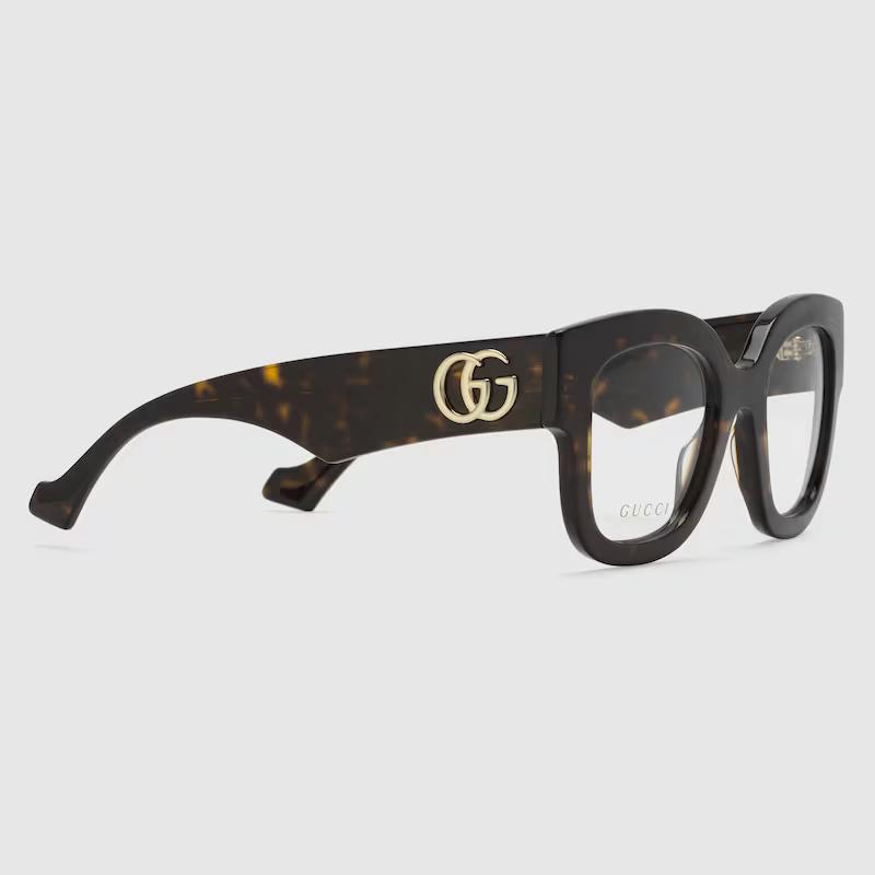 Kính Gucci Round Optical Frame Demo Lens Nữ Nâu Đen